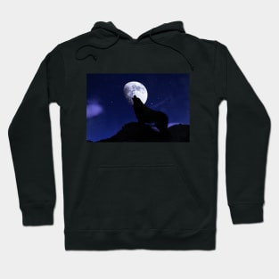 Wolf howling at the moon Hoodie